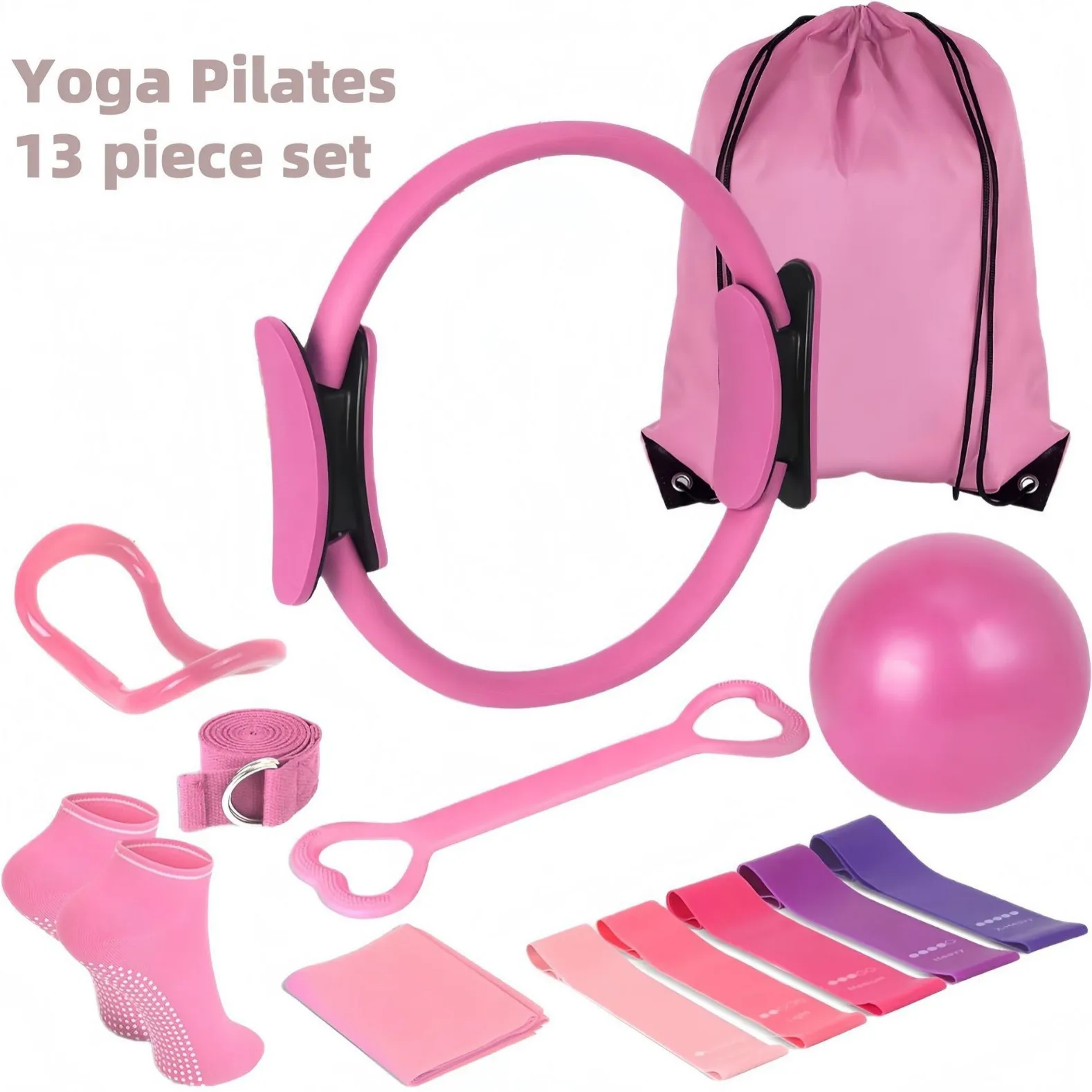Wuwei Cross-Border 13-Piece Eco-friendly PP Material Fitness Set Home Exercise New Novice Yoga Ring Pilates Accessories Circle
