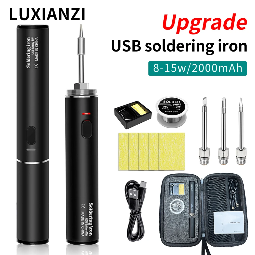 Беспроводной паяльник LUXIANZI 15 Вт, USB-паяльник, быстрое плавление, Оловянная перезаряжаемая батарея, Сварочная электрическая паяльная ручка,
