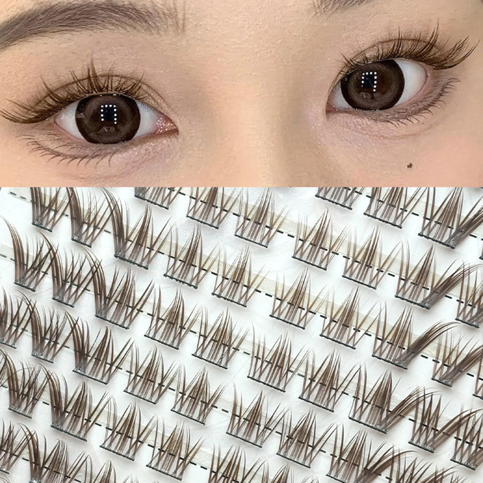 

Thin Band Pre-glued Eyelash Clusters Manga Self Adhesive Eyelashes for Shopping Dating Daily Use