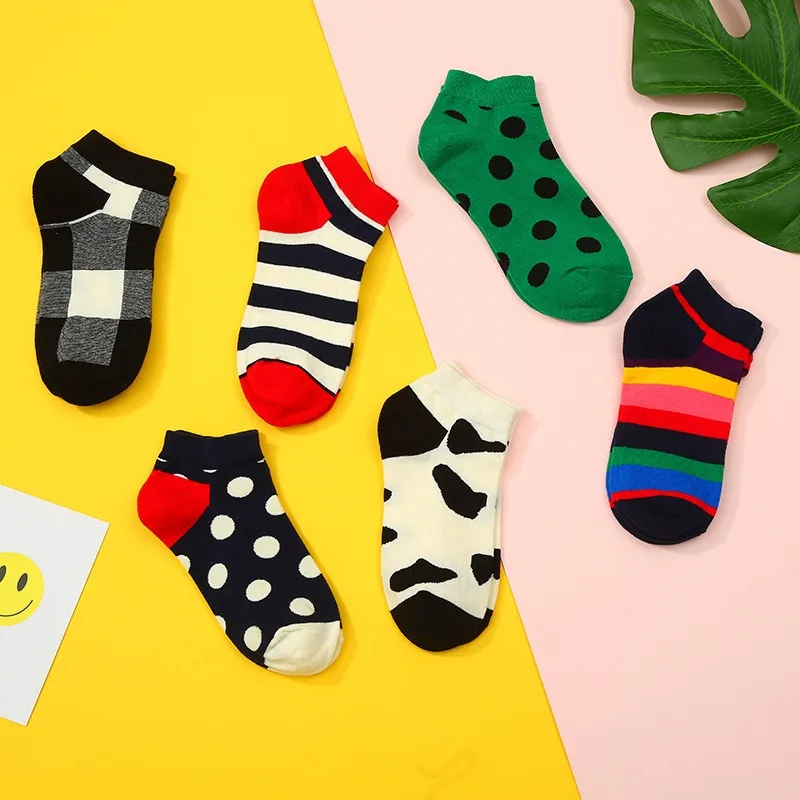 

1 Pair Men's Wave Dot Striped Short Socks Spring and Summer Thin Cotton Socks Women's Ins Trendy Brand Shallow Mouth Boat Socks