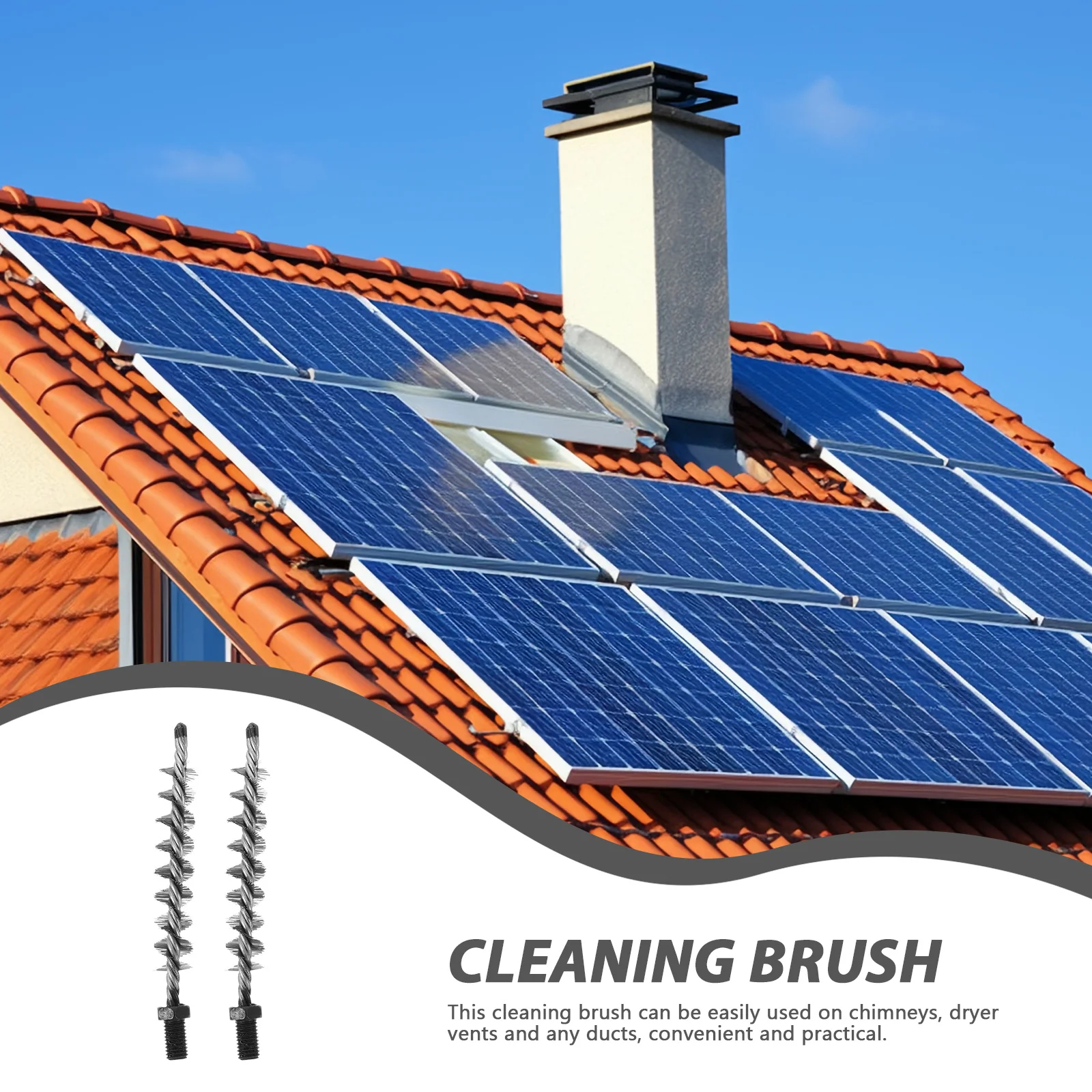 2Pcs Steel Wire Brush Cleaner Kit Professional Chimney Dryer Vent Cleaning Tools Multifunctional Fireplace Pipe Brush