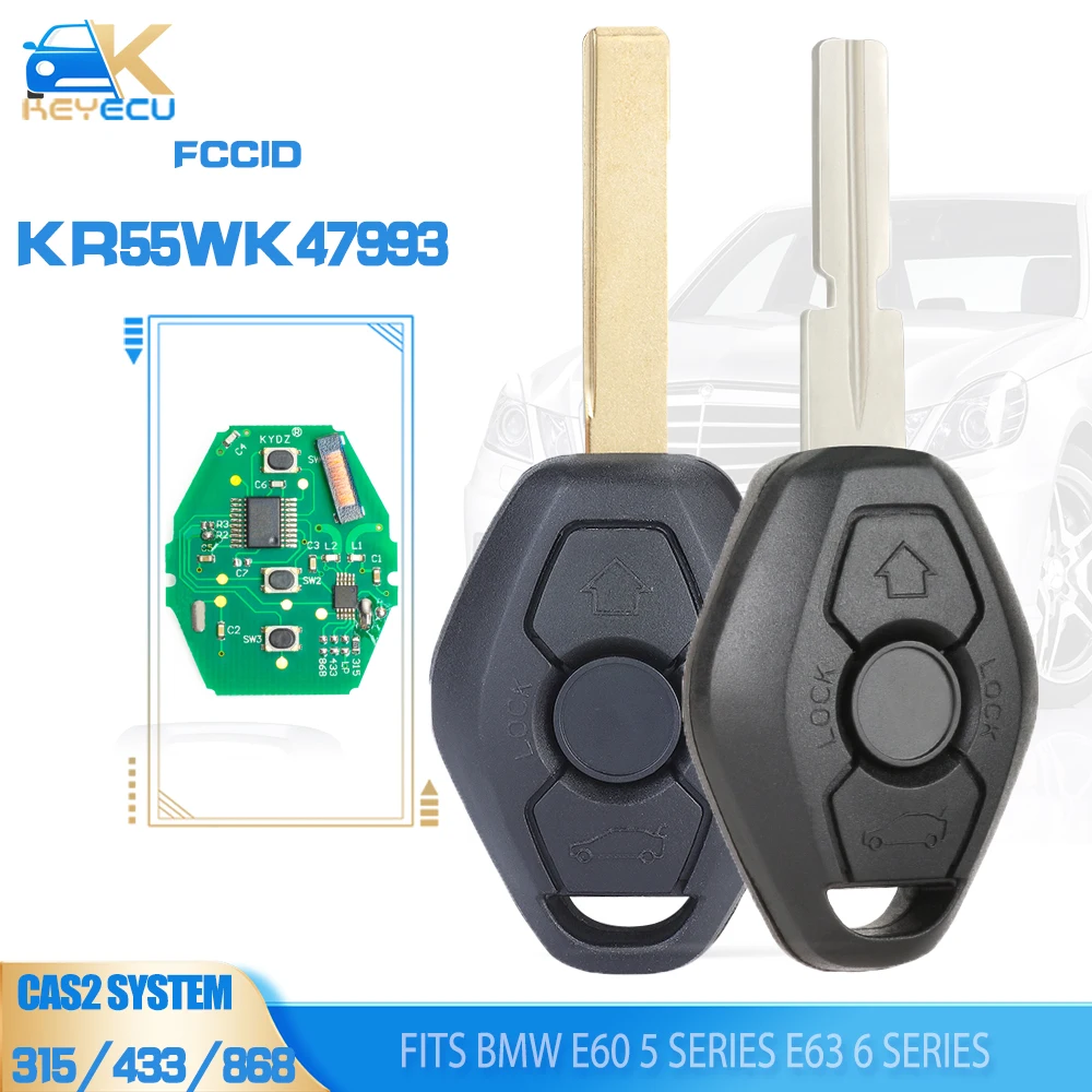 KEYECU CAS2 Remote Key 315MHz/433MHz/868MHz/315LP PCF7942 for BMW E60 5 Series, E63 6 Series 2004-2006 KR55WK47993 (KYDZ）