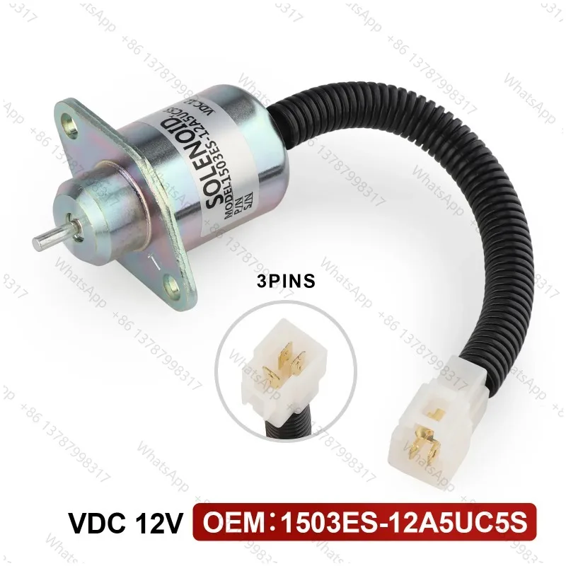 12V Fuel Shut Off Solenoid For 05 Series D905 D1005 V1205 V1305 V1505 17594-6001-4 17454-60010 1503ES-12A5UC5S SA-4569-T