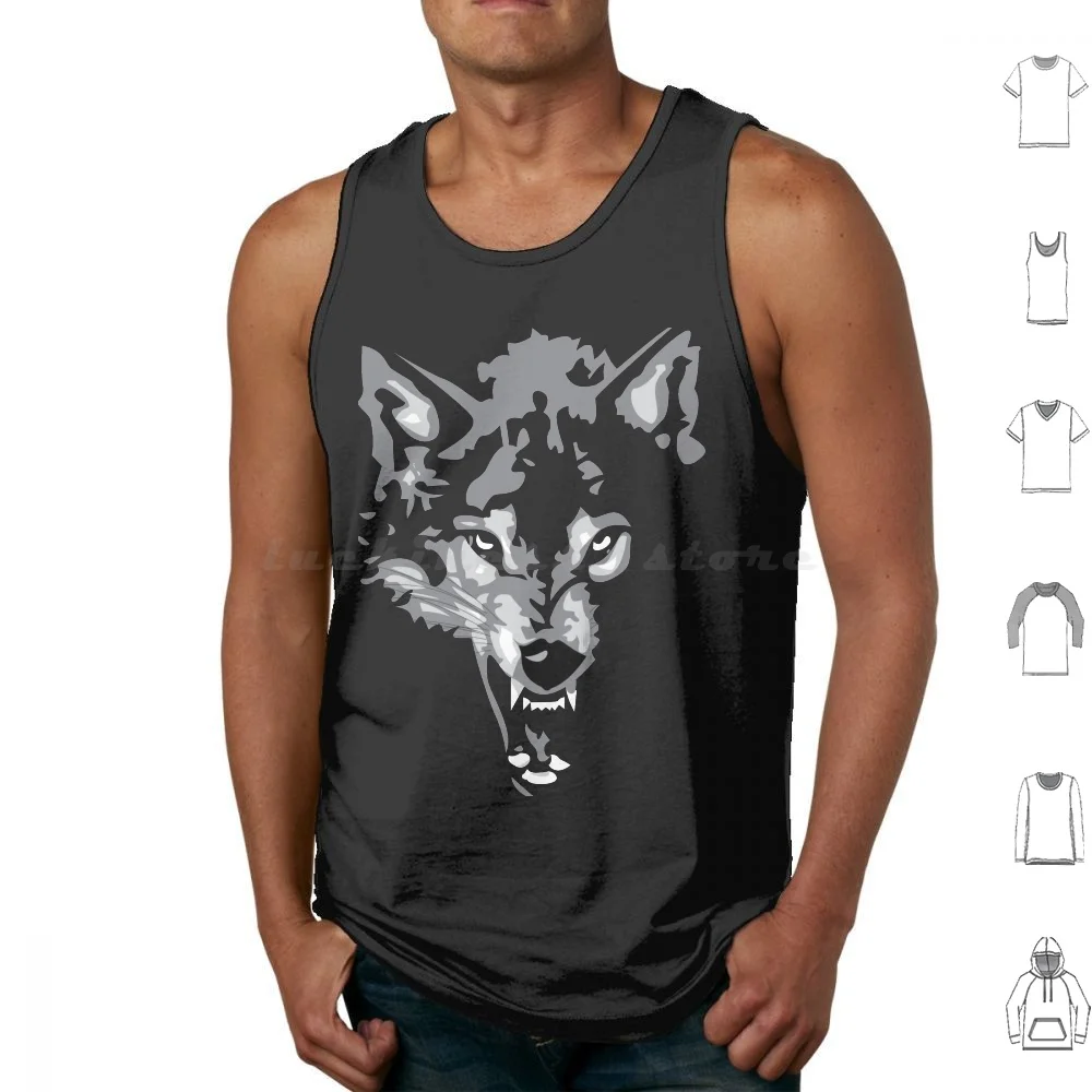 Shadow Wolf Tank Tops Vest Sleeveless Wolf Wolves Big Bad Shadow Dog Dogs Nature Black White Gray Grey Fangs Teeth Howl Pack