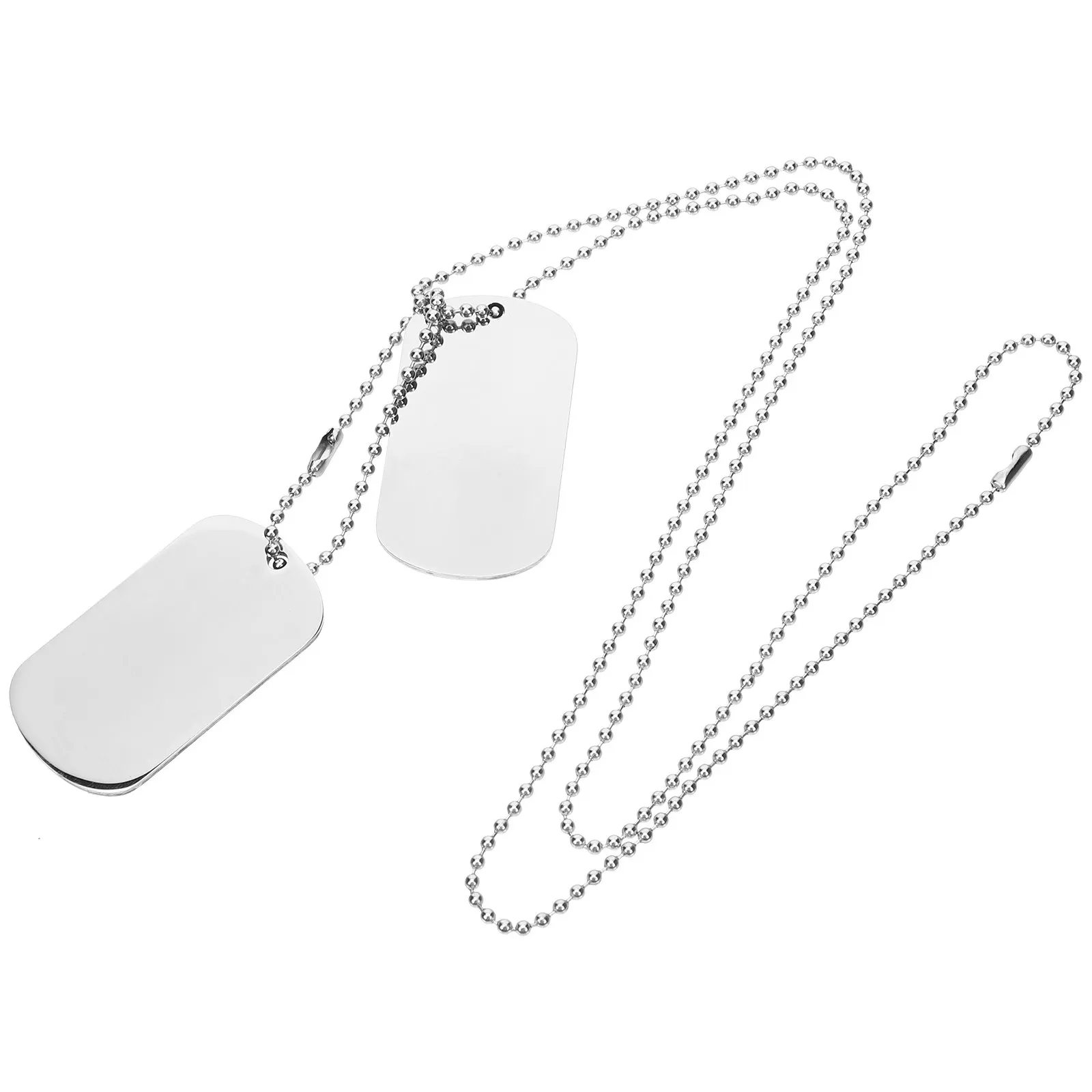Mens Stainless Steel Dog Tag Necklace Double Sided Blank Pendant with Chain for Personalized Engraving