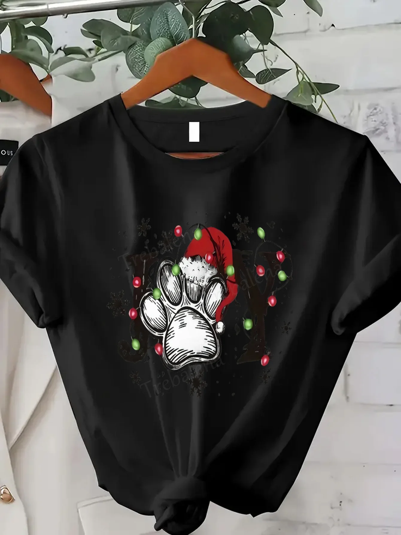 تي شيرت نسائي مريح مطبوع عليه تصميم احتفالي لعيد الميلاد بأكمام قصيرة ورقبة دائرية كاجوال للملابس الصيفية #3