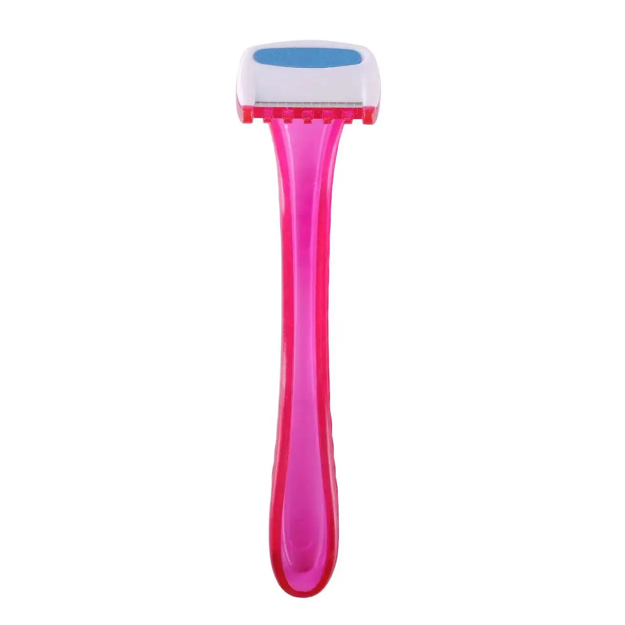 Rose Colored Women's Manual Bikini Shaver with Comb 1 Piece Leg Hair Remover Featuring Plastic Handle for Personal Grooming