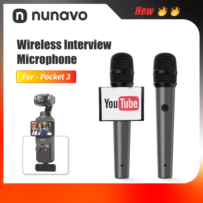 

NUNAVO wireless microphone for dji osmo pocket3 Interview professional microfeono Mic Handle broadcast microphone handheld phone