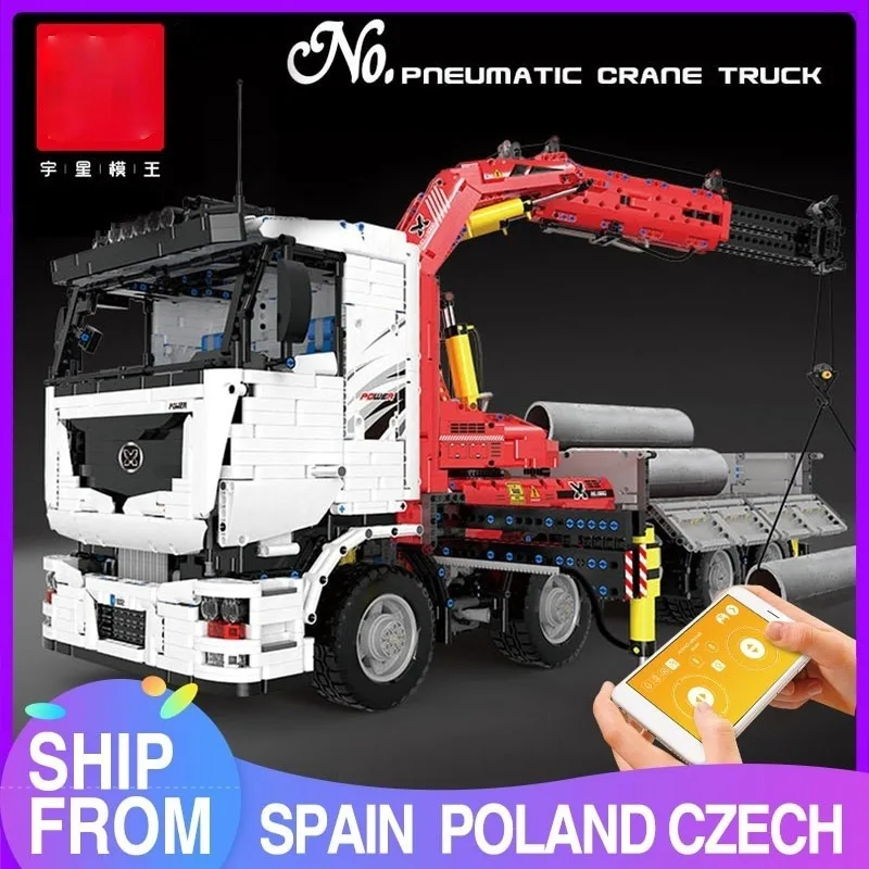 

Высокотехнологичное приложение, моторизованный пневматический кран, грузовик, строительные блоки, сборка, кирпичи, модель автомобиля, детские игрушки, Рождественский подарок