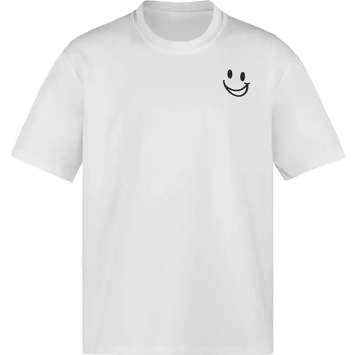 Summer Men's Cotton Short Sleeve T Shirt Fashion Silicone Smiley Face Loose T-Shirts Casual Solid O Neck Hip Hop Streetwear Tops