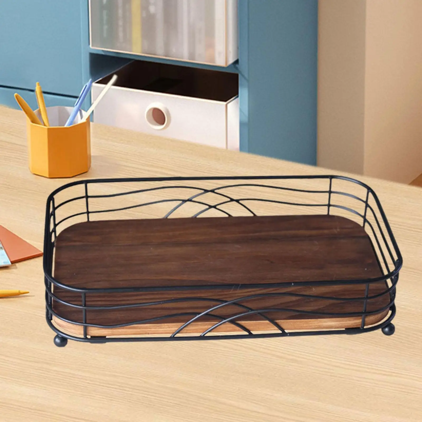رف تخزين سطح المكتب ريفي متعدد الاستخدامات حامل المناشف الورقية صينية تخزين سطح المكتب للمطبخ والمطعم وغرفة الطعام والمنزل