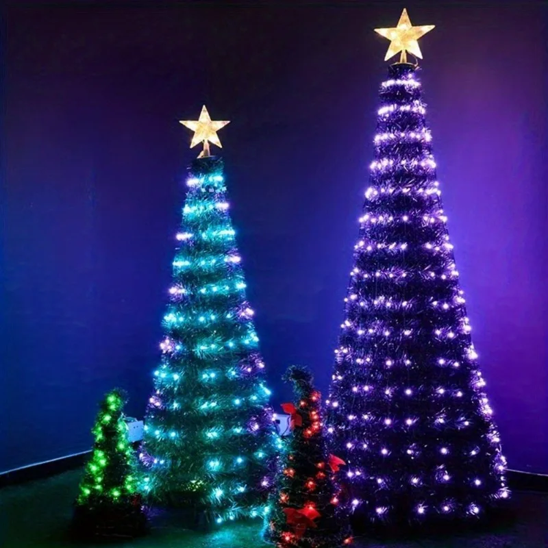 MIMI RGB الذكية شجرة عيد الميلاد الخفيفة 400 المصابيح DIY بها بنفسك الرسوم المتحركة اللون تغيير ضوء APP التحكم عن بعد لزينة شجرة عيد الميلاد