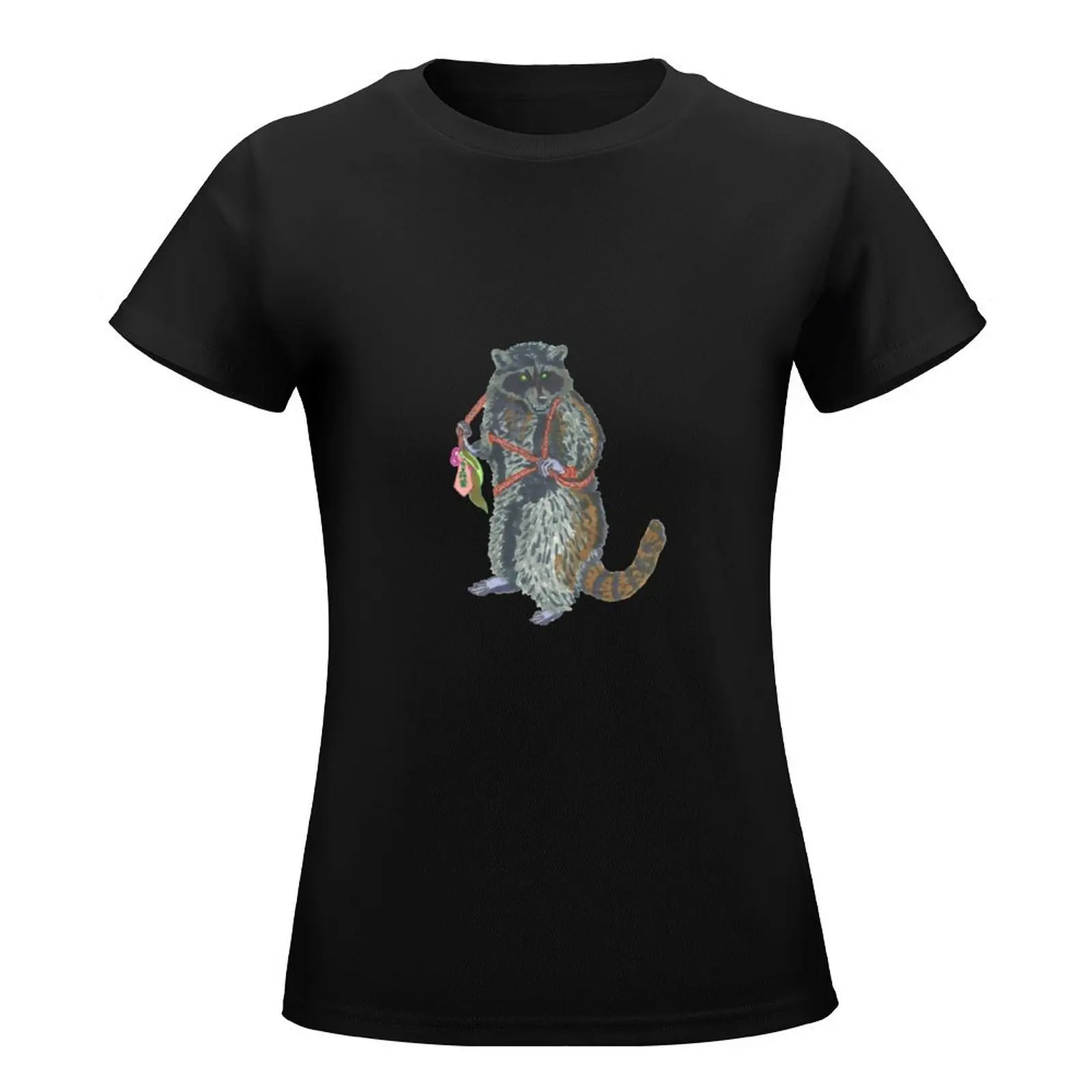 Ropedart Raccoon T-Shirt cute clothes tops Aesthetic clothing kawaii clothes T-shirts for Women