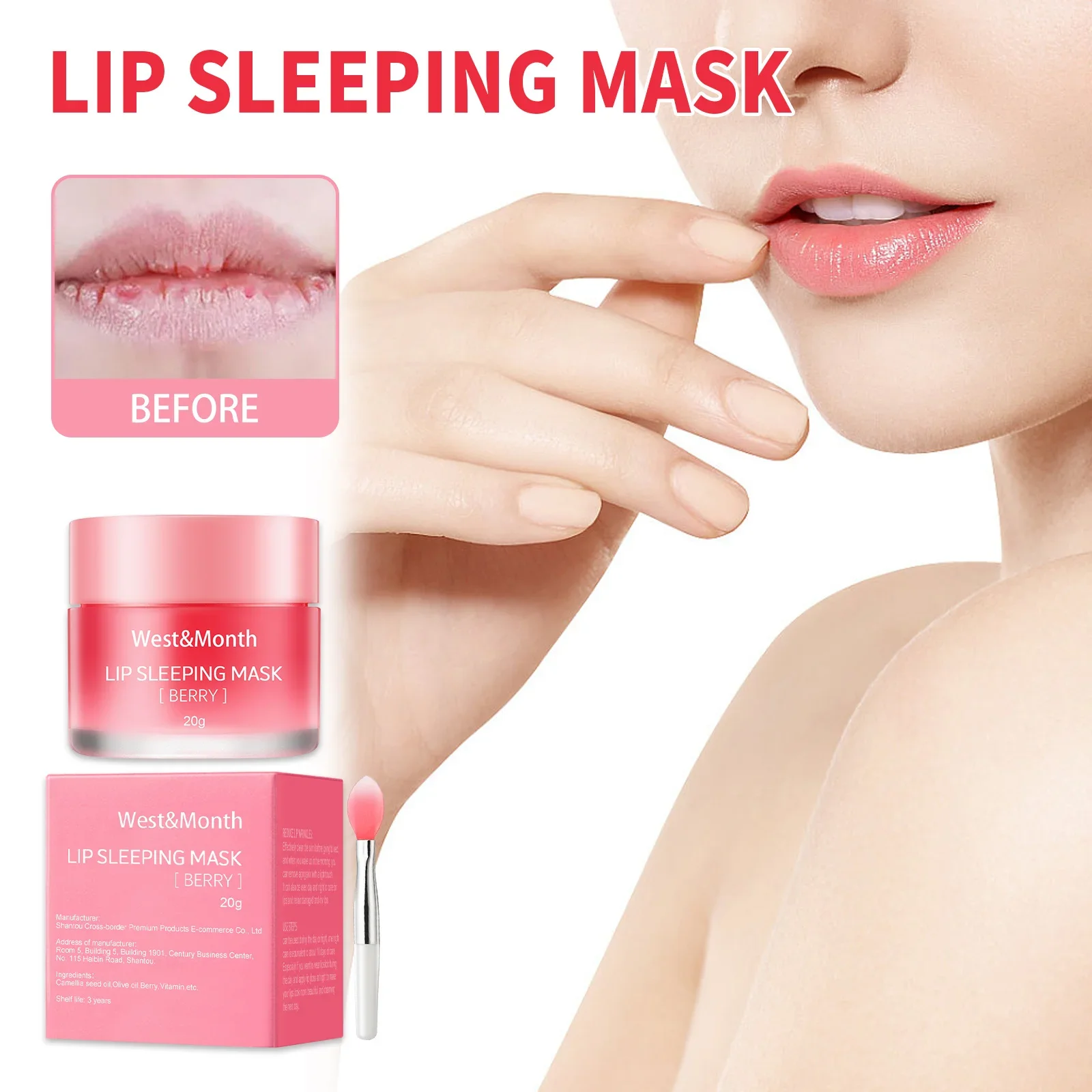 Jelly Lip Mask - Moisturizing Hydrating Fade Lip Lines Nourish Lip Skin Sleeping Jelly Lip Mask, Overnight Collagen Lip Sleeping Mask with Spatula for Dry Chapped Peeling Lips, Hydrating Plumping Lip Balm Tint Daily Lip Care Treatment for Women and Girls