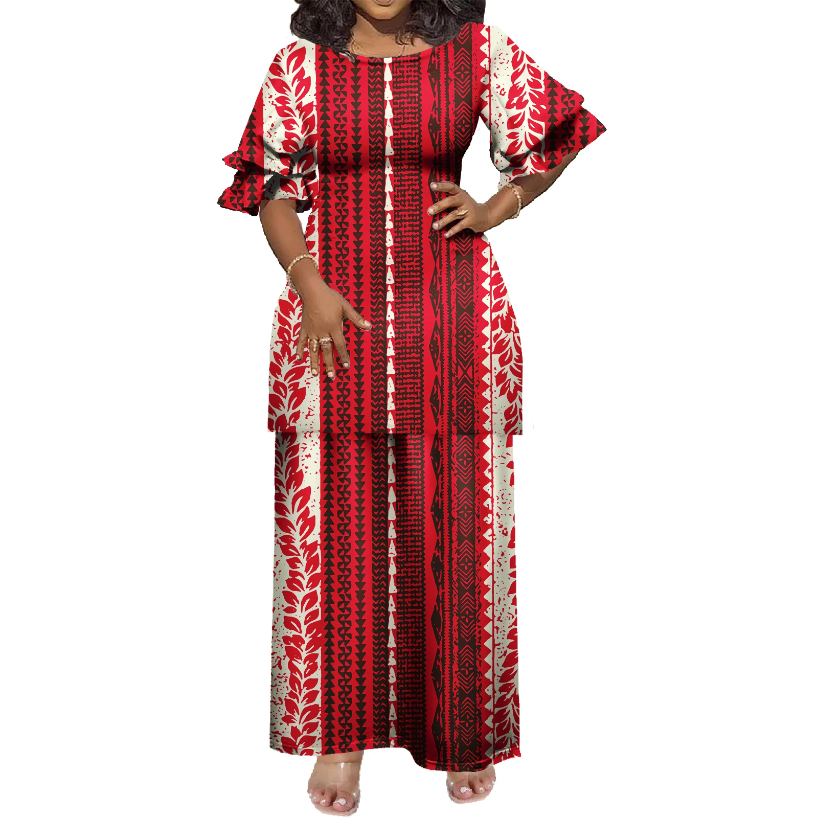 

hot sale Polynesia fashion casual women's short-sleeved blouse hip skirt hawaiian dress