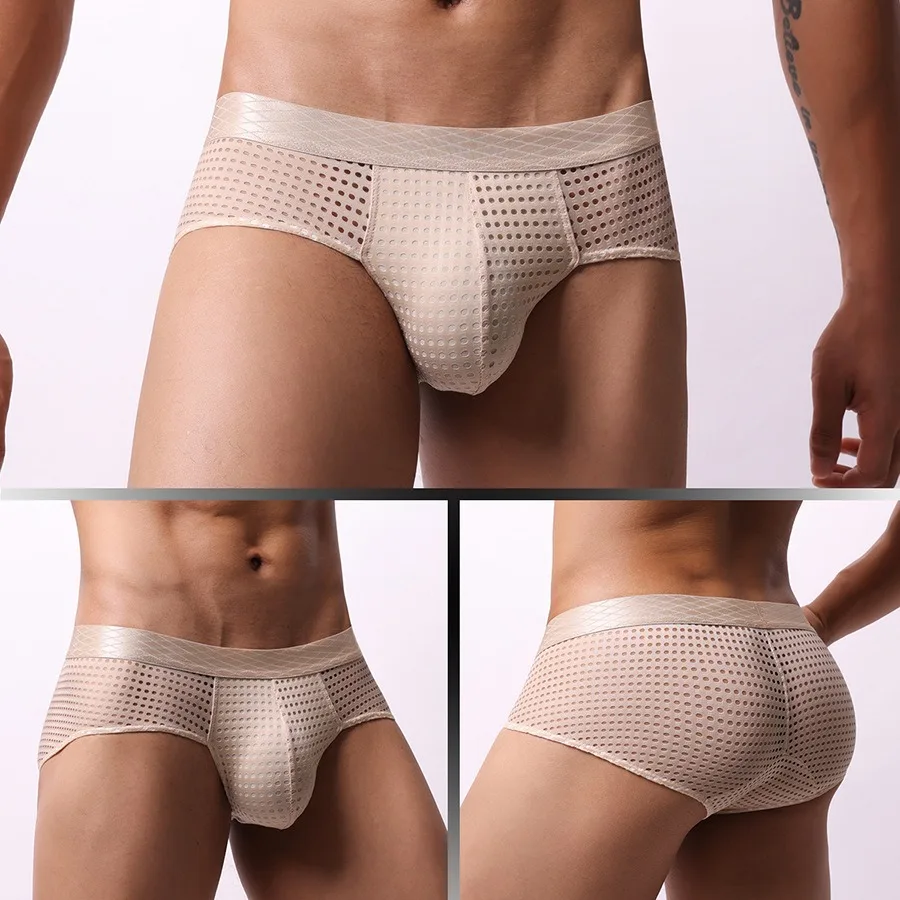 Men's Underwear Low Rise Breathable Mesh Triangle Pants Wide Waisted Briefs