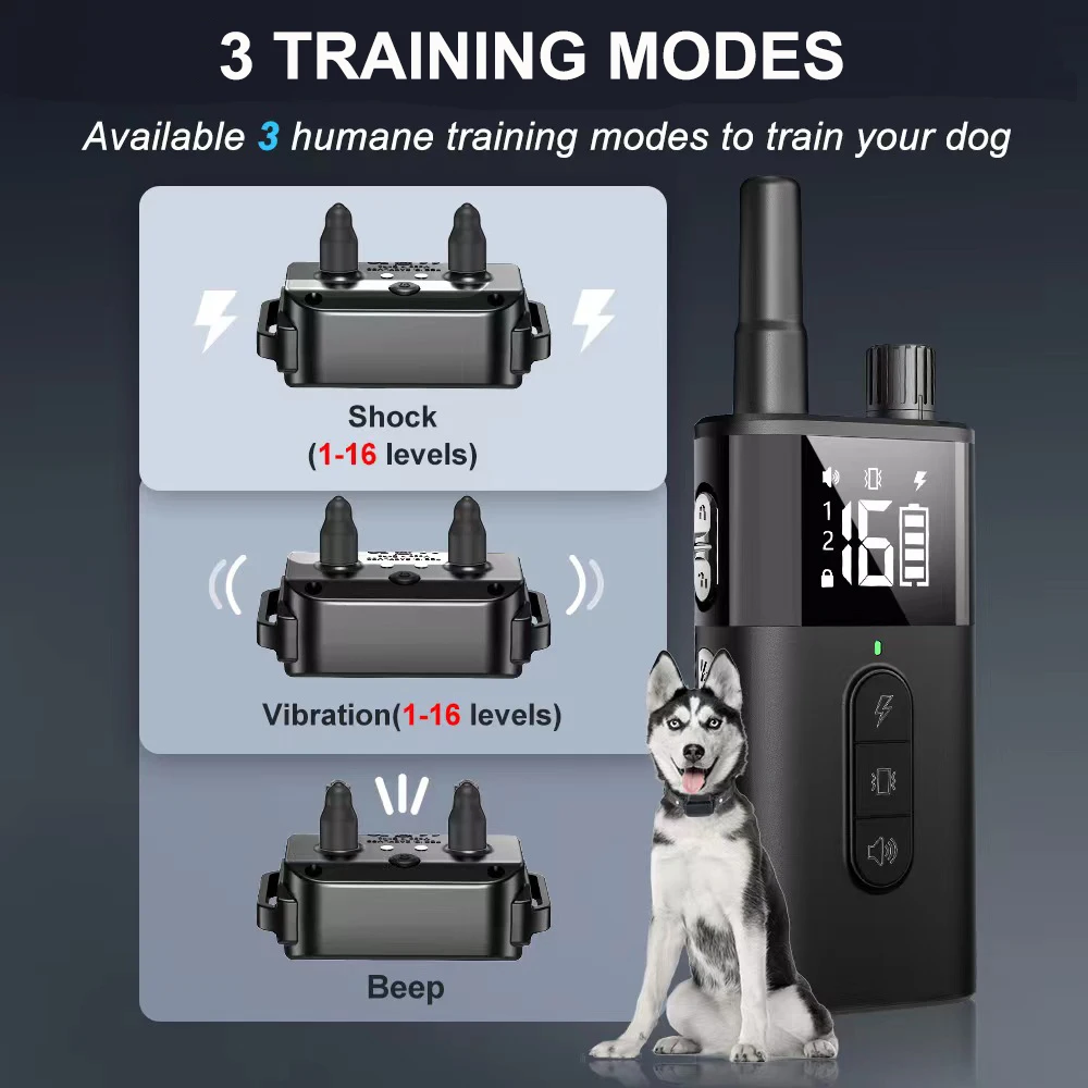 Dog Training Collar Dog Shock Collar With Remote 2600FT Electric Dog Training Collar With 3 Training Modes 16 Level Adjustable S