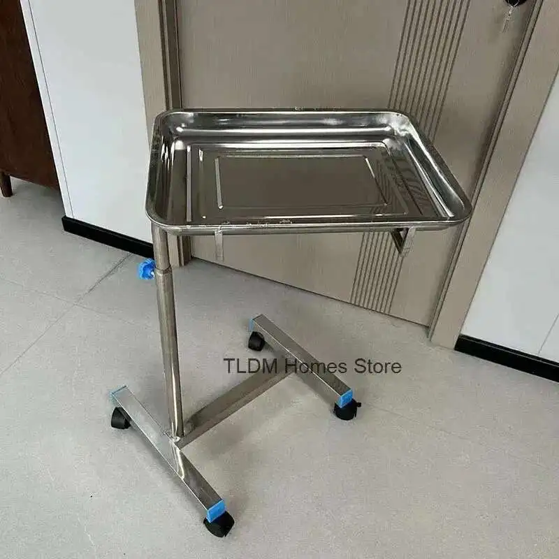 Thickened 304 Stainless Steel Auxiliary Cart with Wheels Multifunctional Medical Tray Rack Organizer Cart Medical Tool Trolley