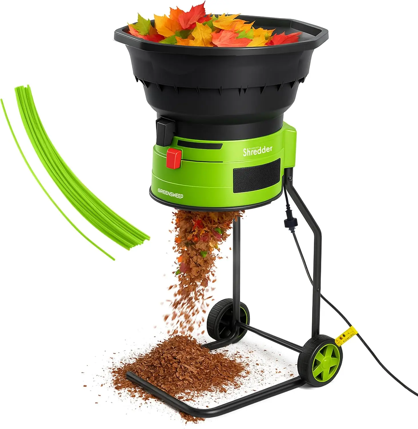 

Измельчитель листьев и мульчер GreenSweep XL без лезвий | Мощный двигатель на 15 ампер, 9000 об/мин, с передаточным числом 18:1