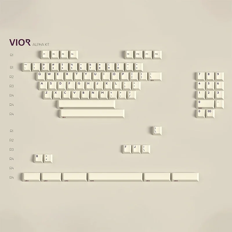 Customized mechanical keyboard PBTfans Vior purple translucent glitter abs two-color keycaps