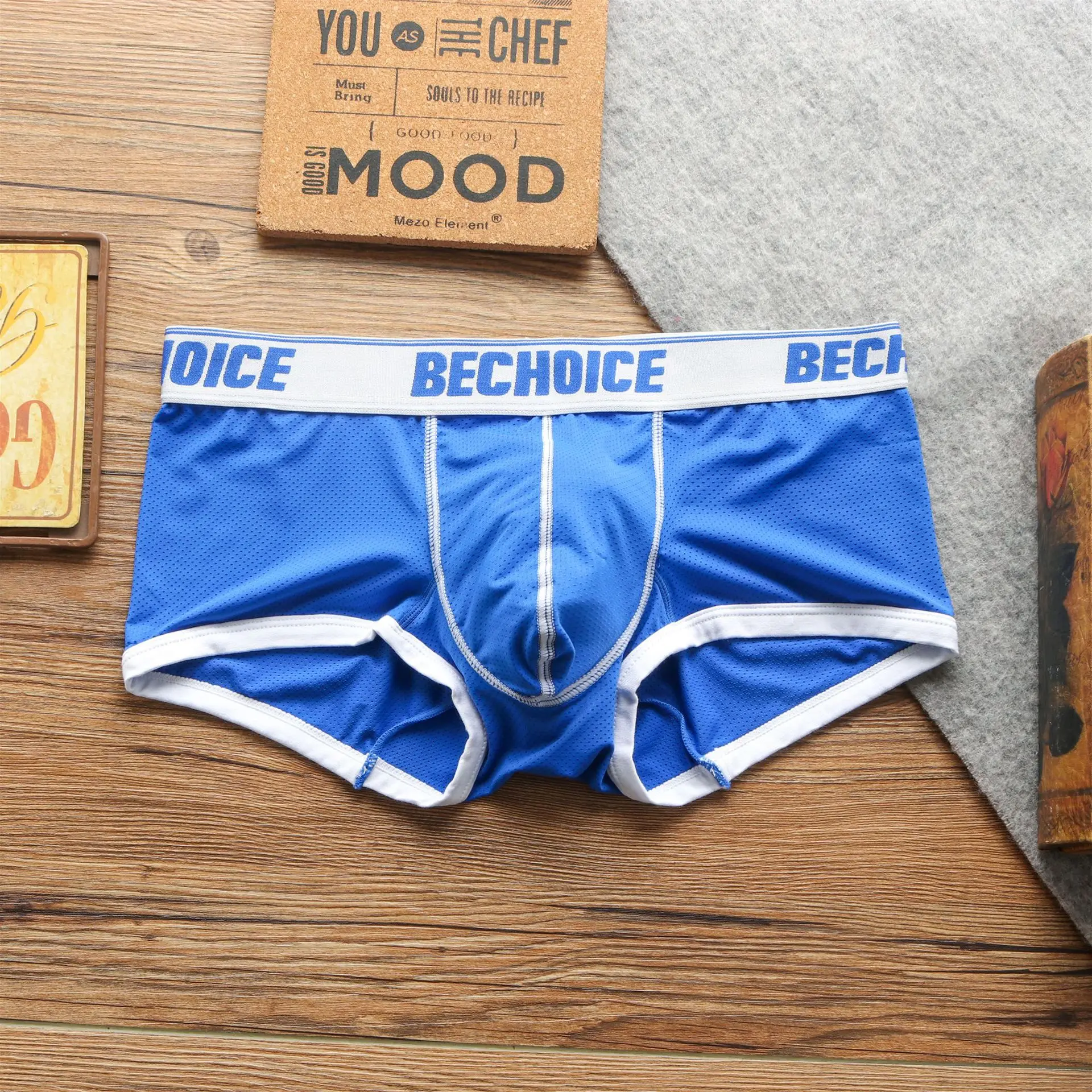 Bechoice Heren Mesh Doorschijnend Ademend Laagbouw Sport Boxers Slipje