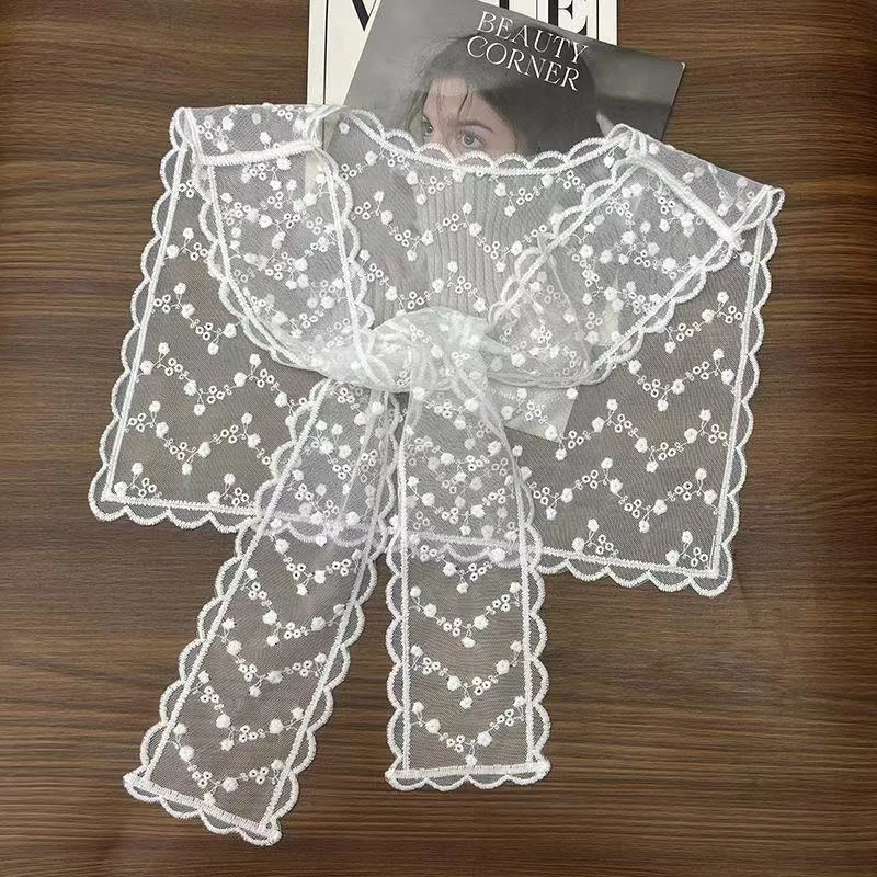 

HOT! Lace Crochet Hollow Fake Collar Women Small Shawl Decorative Fake Collar Women Clothes Accessories Detachable Collar