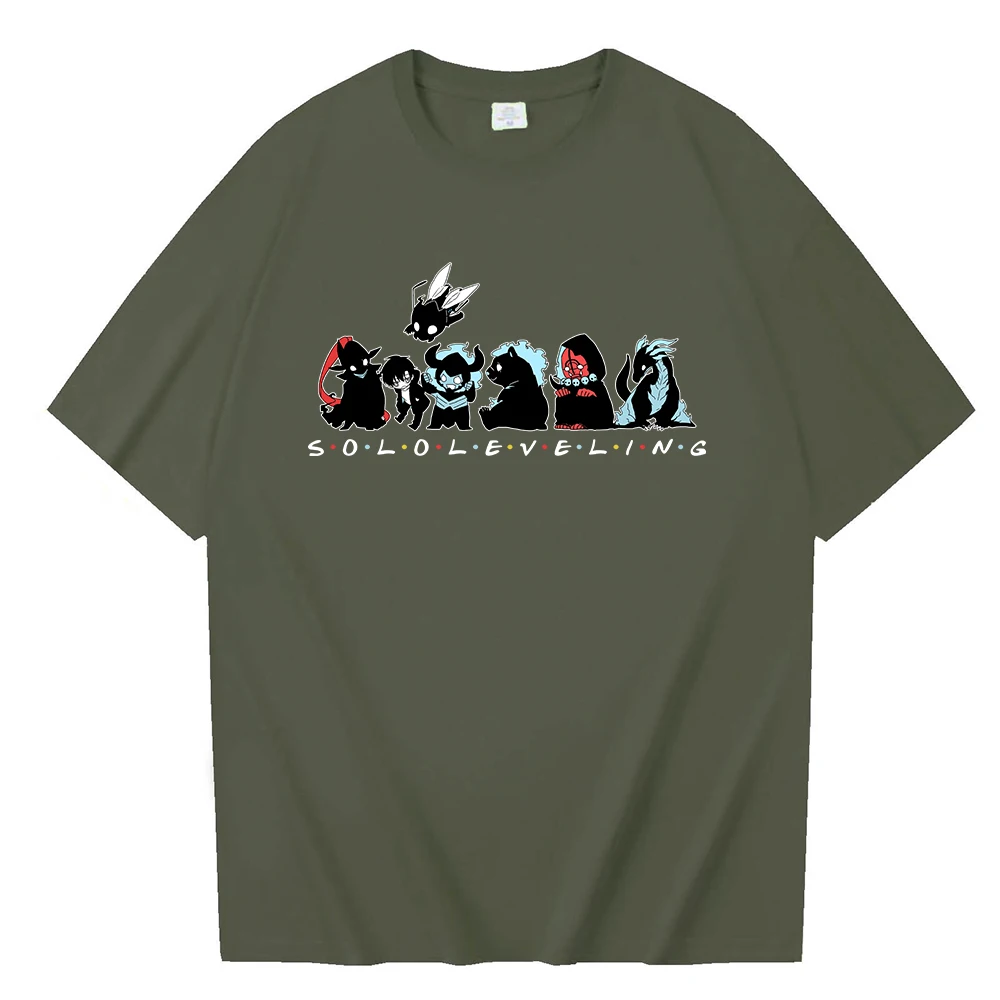 Anime Cute Solo Leveling T-shirt O-Neck Short Sleeve Shirts Fans Gift image 4