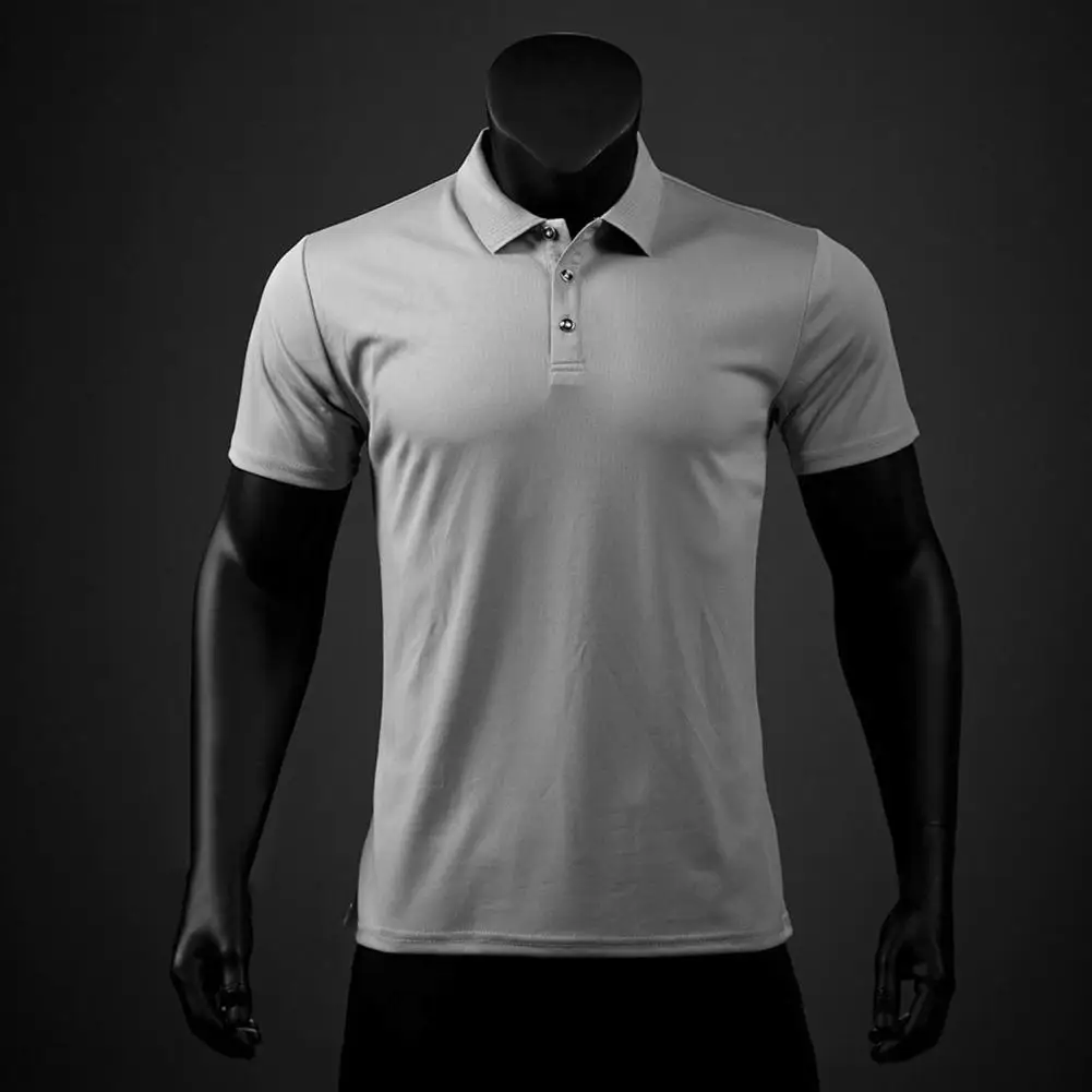 Classic Tee Shirt Skin-friendly Male Shirt Short Sleeve Buttons Short Sleeve Summer Shirt  Breathable