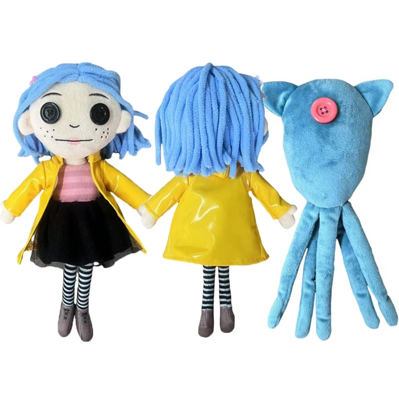 

1/2pcs Coraline and Squid Plush Toy Horror Movie Stuffed Animal Doll Ugly Soft Cartoon Figure Home Decoration Halloween Kid Gift