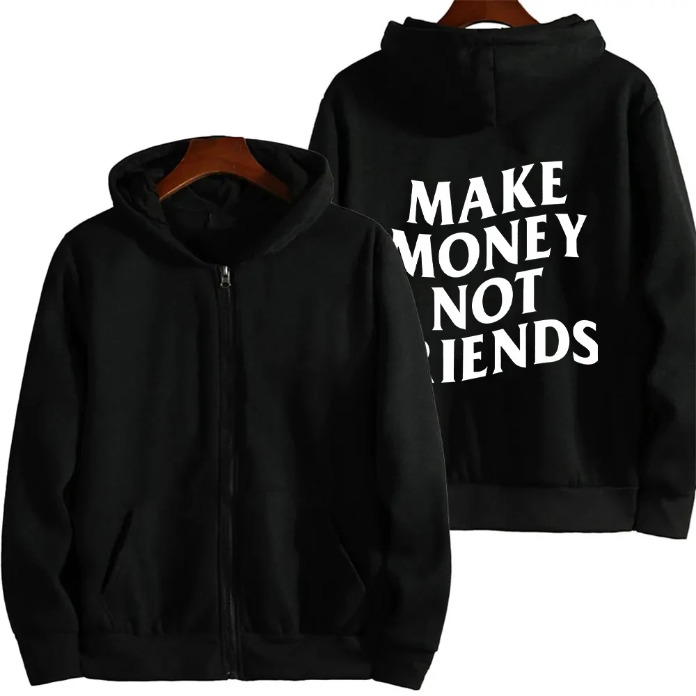 Funny Need Money Letter Print Zip Up Hoodie Fashion Design Women's Sweatshirt Fleece Oversized Casual Streetwear Hoodies