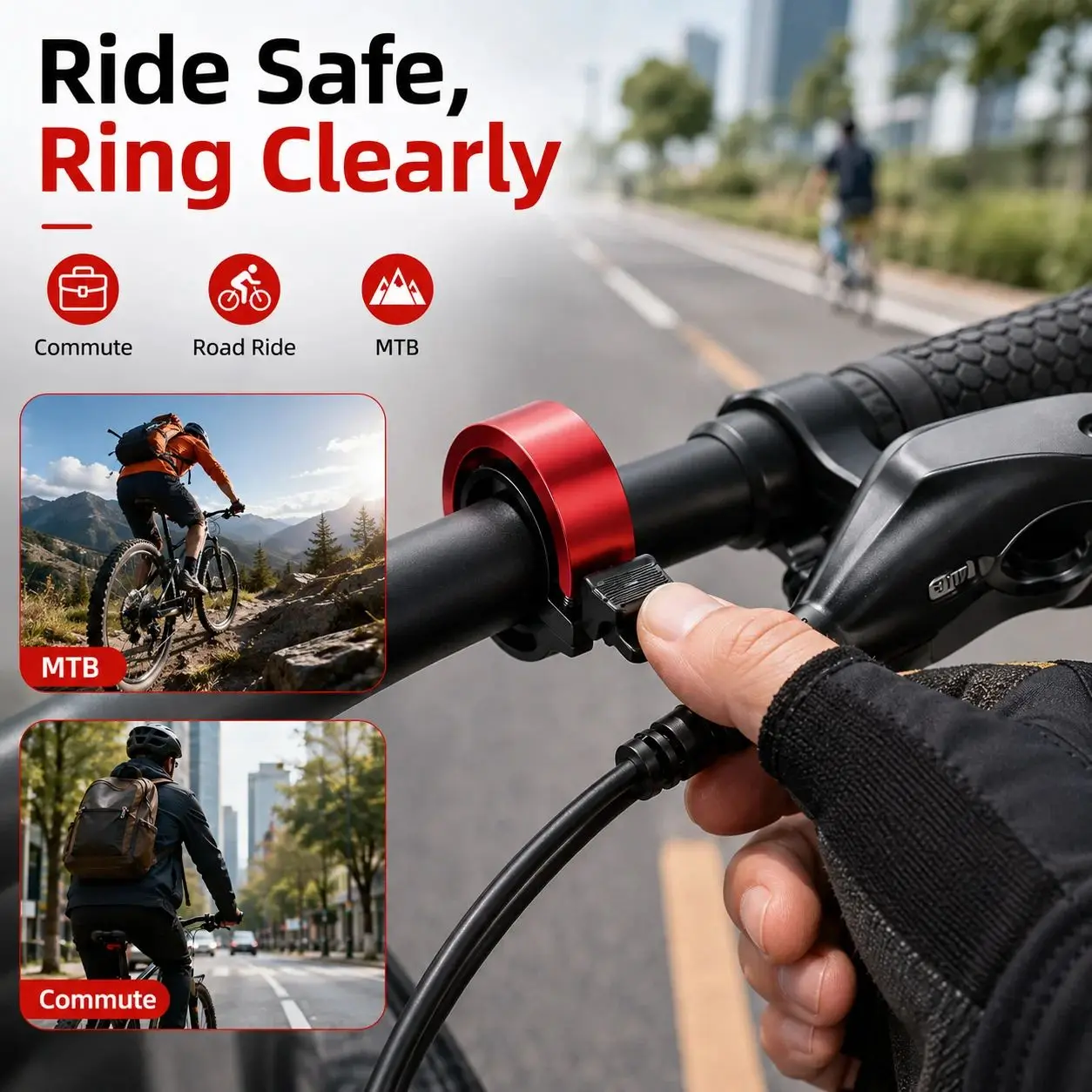 Universal Bicycle Bell Handlebar Horn Bell Invisible Small MTB Bicycle Clear Crisp and Loud Sound Beep Alarm Bicycle Accessories