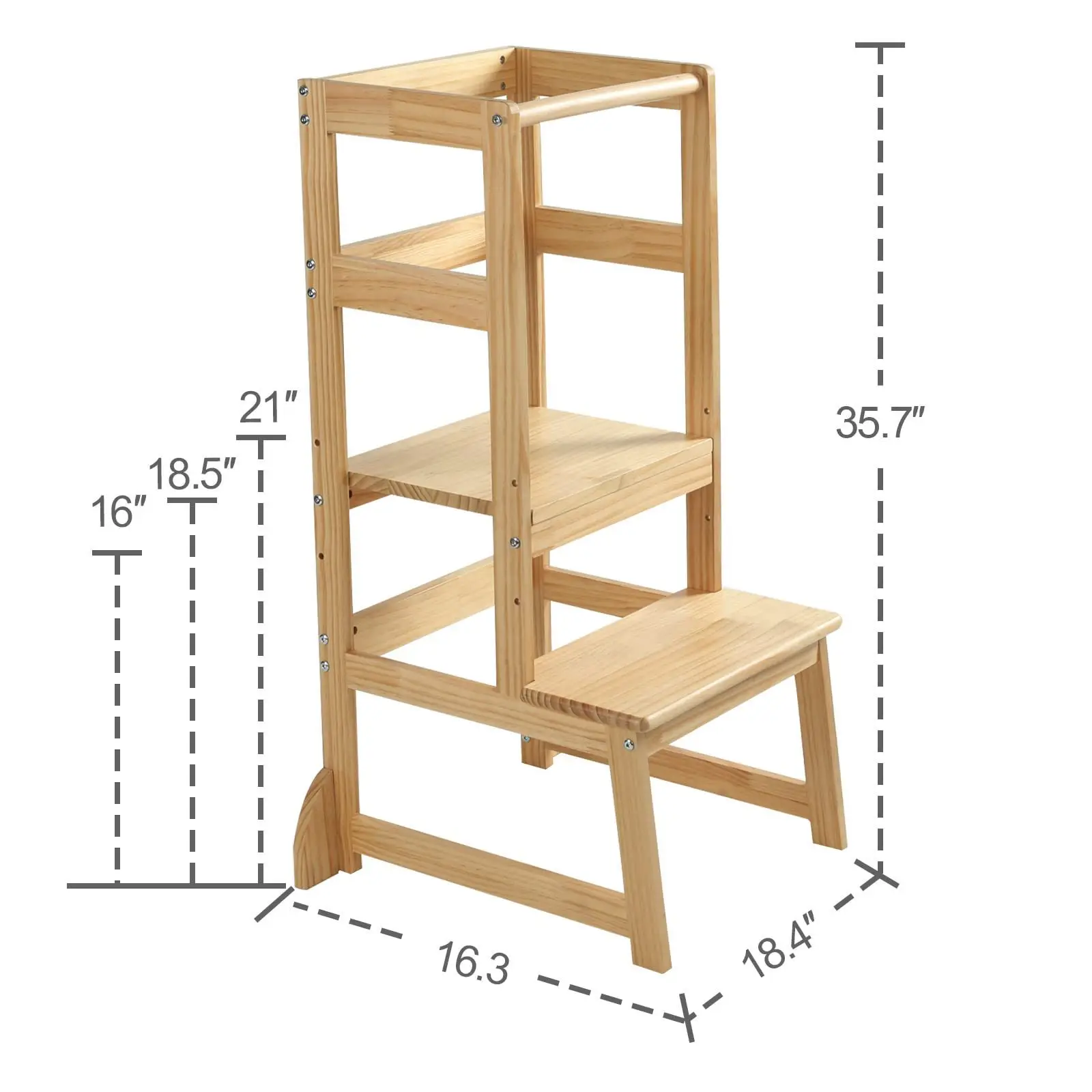 Children's washtable Stepping stool Baby hand washing step stool Foot stool with armrest Anti-rollover Montessori learning tower