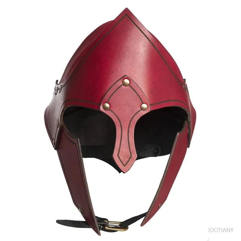 Vintage Knight Warrior Leather Helmet Headguard Adult Medieval Renaissance Role Play Halloween Party Leather Costume Accessories