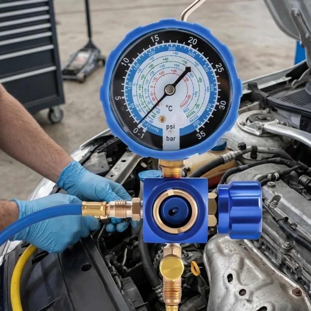 High Accurate AC Coolant Charging Gauge With Metal Handwheel For R22 R410a For R32 Refrigerant Pressure Test Tool Air