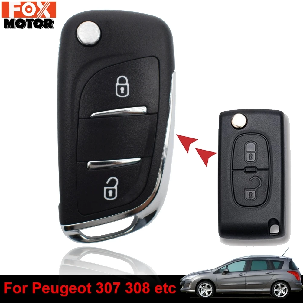 2 Button Car Reomte Control Key Shell Cover Fob Case Holder For Peugeot 207 307 308 3008 5008 807 Modification Car Replacement