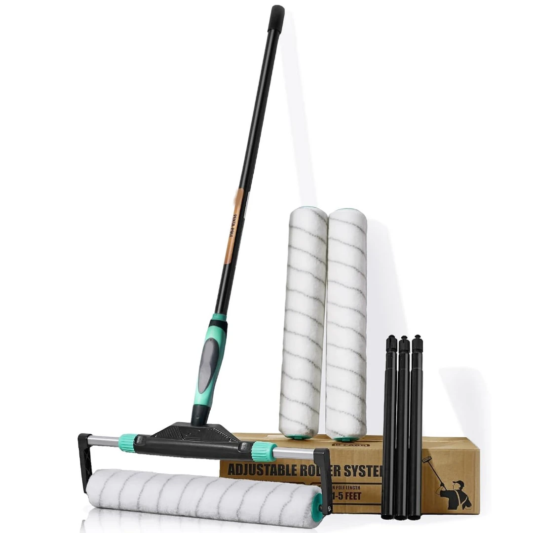 Kit de rodillo de pintura grande PinStone de 10 piezas, marco de rodillo ajustable de 12 