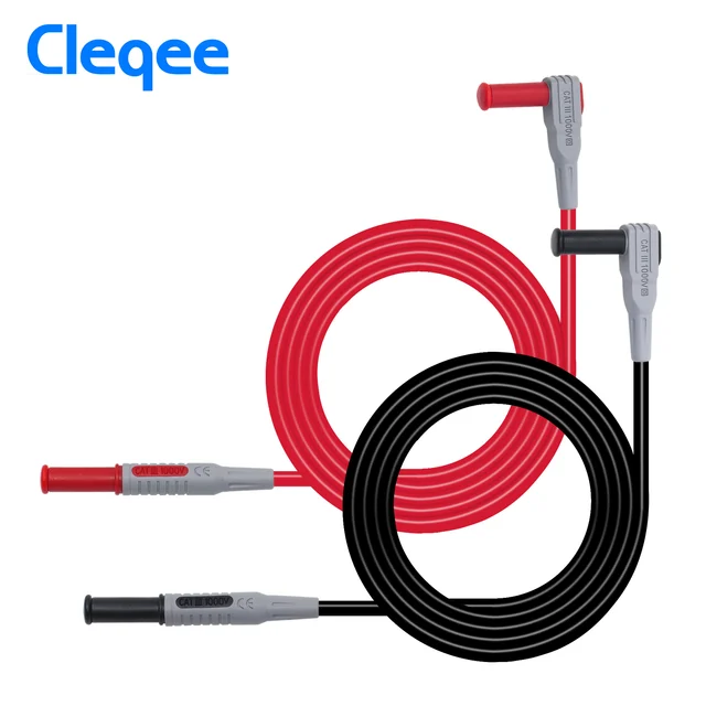 Cleqee P1032 p1033 Kabel testowy multimetru Formowany wtryskowo 4mm wtyk bananowy Linia testowa Prosty do zakrzywionego kabla testowego