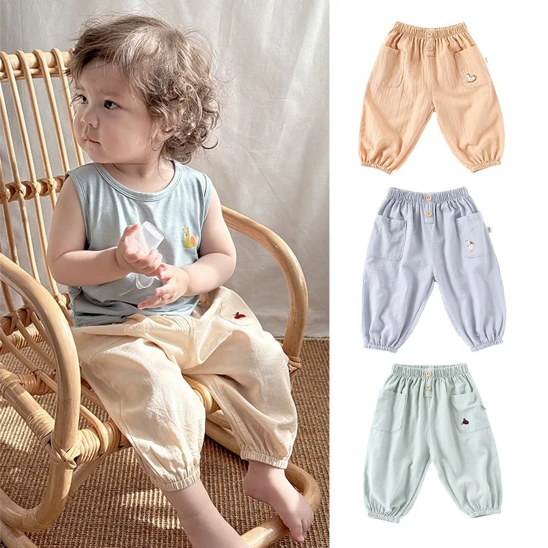 

New Baby Clothes Baby Boy Girl Pants Summer 100% Cotton Infant Long Trousers Printed Sports Pants Baby Boys Girls Pants