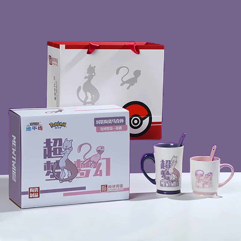Pokemon Ceramic Mug Couple Ceramic Mug Set 390/500ml Coffee Cups with Spoon Official Licensed Anime for Mate Gift