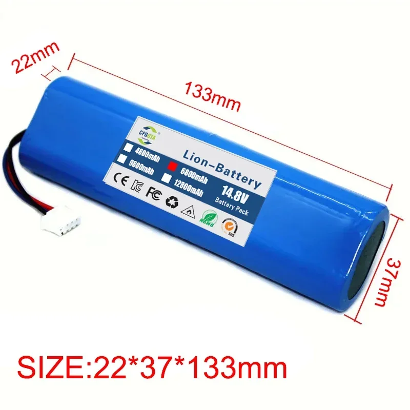 100% new 14.4V 6800mAh Robot Vacuum Cleaner Battery Pack for Ecovacs Deebot Ozmo 900, 901, 905, 930, 937