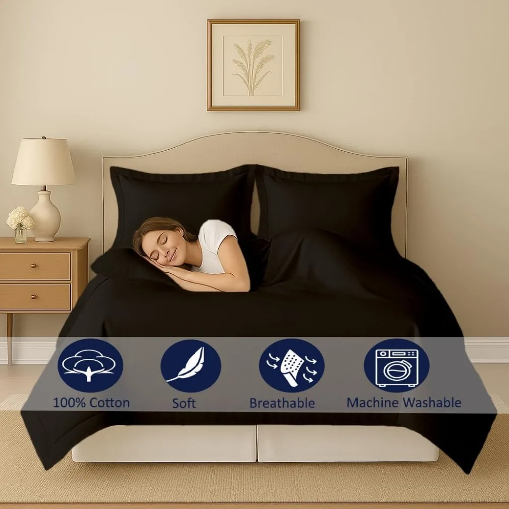 Set Sprei Katun Ukuran Full 80x90 Inci Lembut dan Bernapas 3-Piece (1 Sprei + 2 Sarung Bantal) Sudah Dicuci, Cocok untuk Kenyamanan