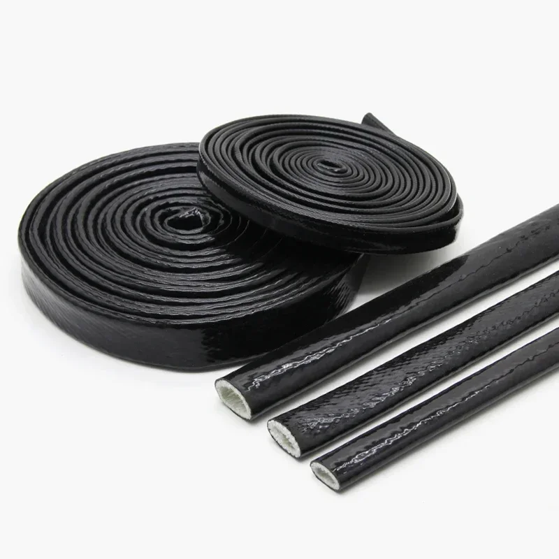 Silicone Fiberglass Tube Coated Glass Fiber Braided Fireproof Cable Sleeve Protector Fire Retardant Case High Temperature 300℃