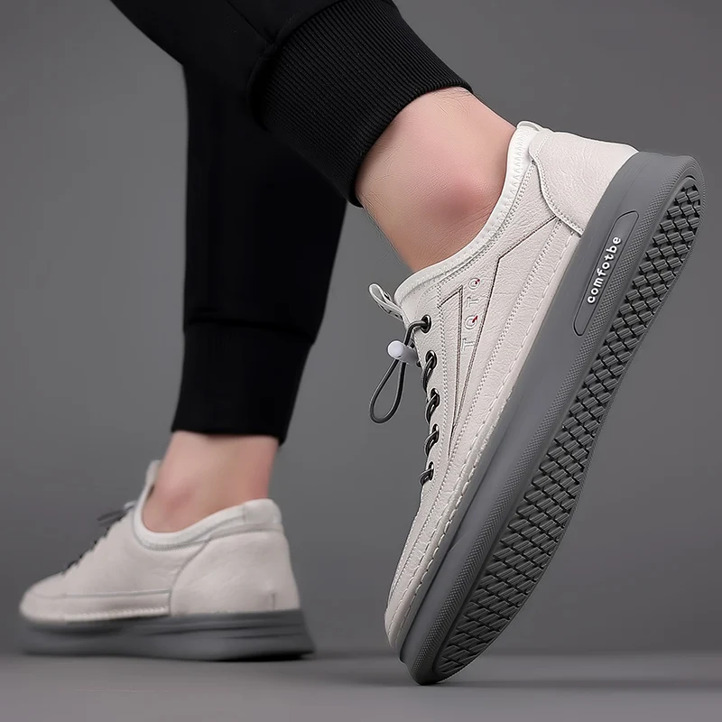 

Versatile Men's Vulcanized Shoes, Classic Leather Men's Comfortable Outdoor Casual Shoes, Lace-up Men's Walking Flat Shoes