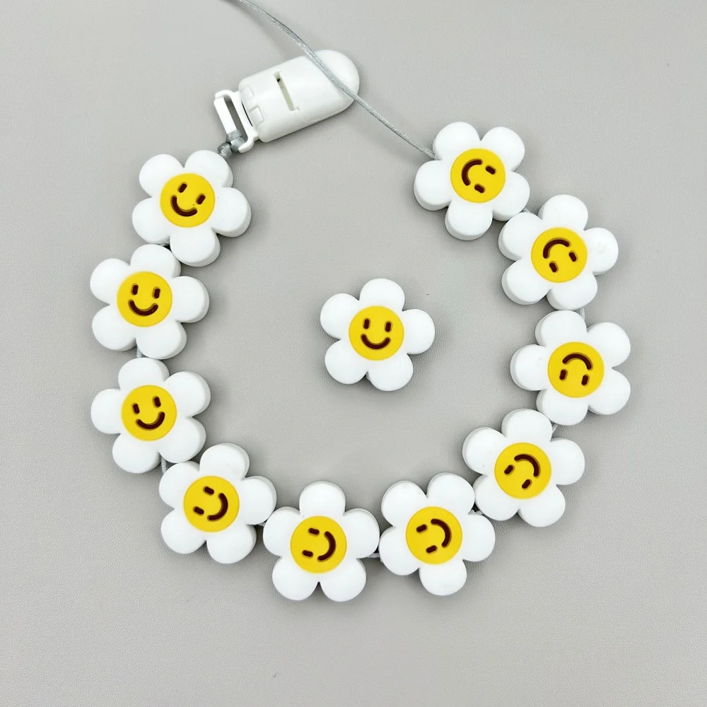 10PC Baby Silicone Bead Cute Flower Beads Teethe Baby fai da te String Pen Bead Nipple catene accessori per gioielli Teethe Focal Beads