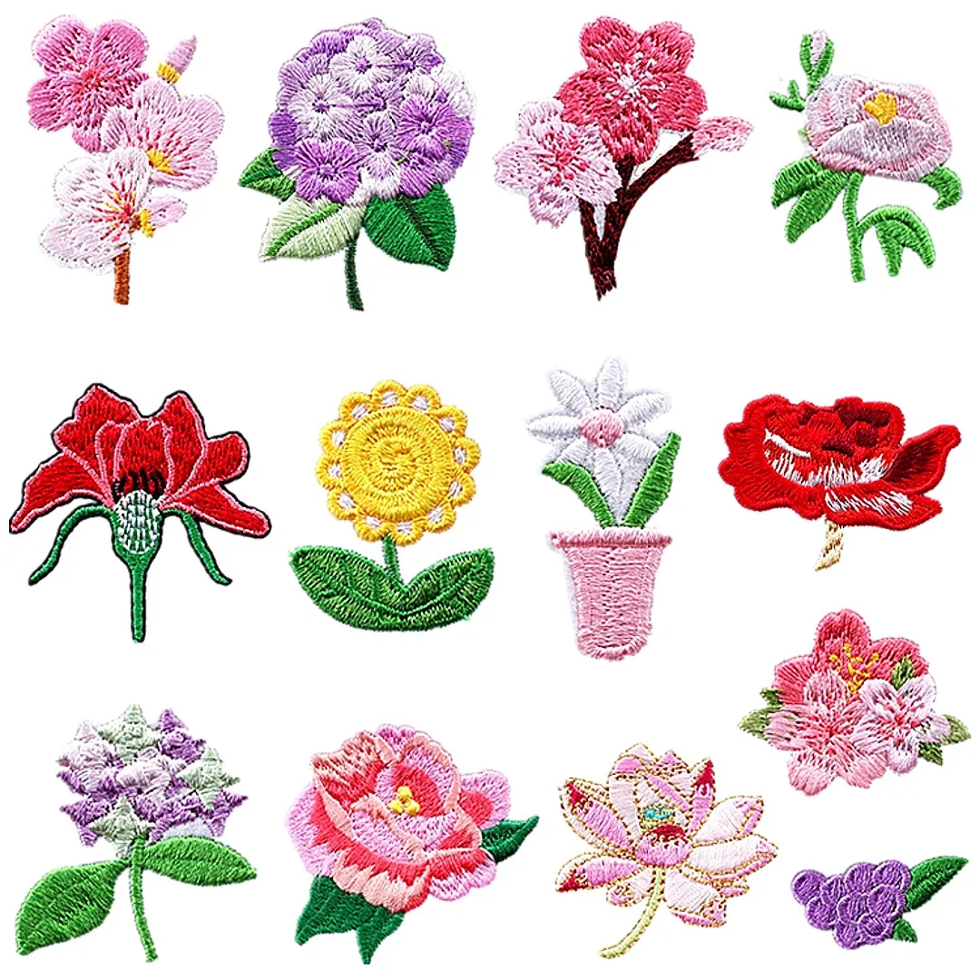 Sunflower Badges Stickers Cloth DIY Sewing School Uniform Accessories Iron On Patch Embroidery Rose Flowers Patches