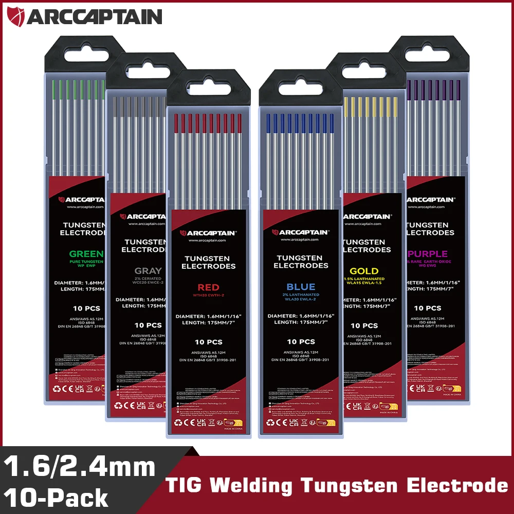 ARCCAPTAIN TIG Welding Tungsten Electrode 10-Pack 3/32