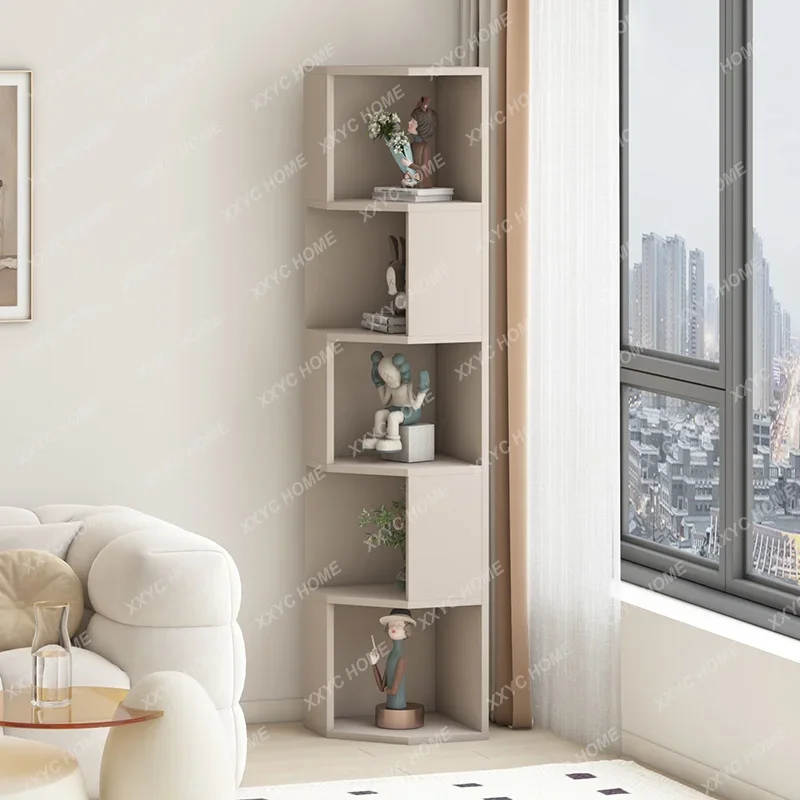 Masif ahşap duvara karşı raf duvar köşe depolama oturma odası yatak odası köşe üçgen kitaplık çok katmanlı yan dolap