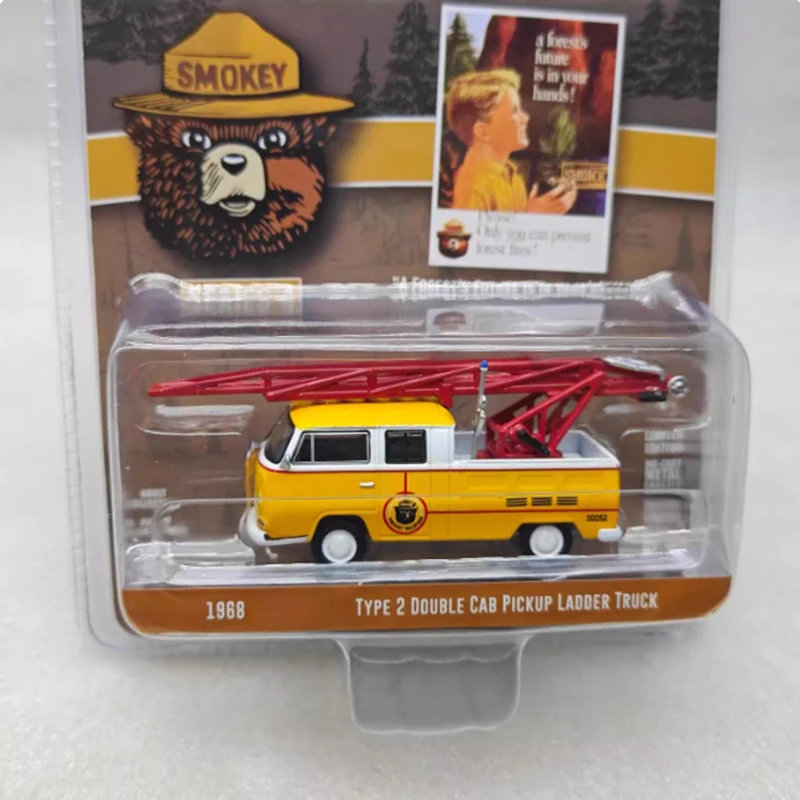 

Greenlight 1/64 1968 TYPE 2 T2 Double-cab Pickup Ladder Truck Alloy Car Model Static Collection Decorated Holiday Gifts Toys