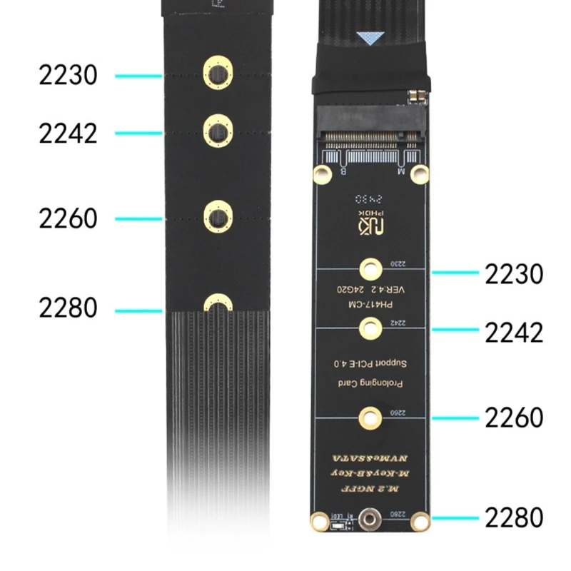 M.2 NGFF NVME M Key B Key Solid States Drives Extension Cable 2230 2242 2260 2280 Risers Extender Card Support PCIE 4X Exten