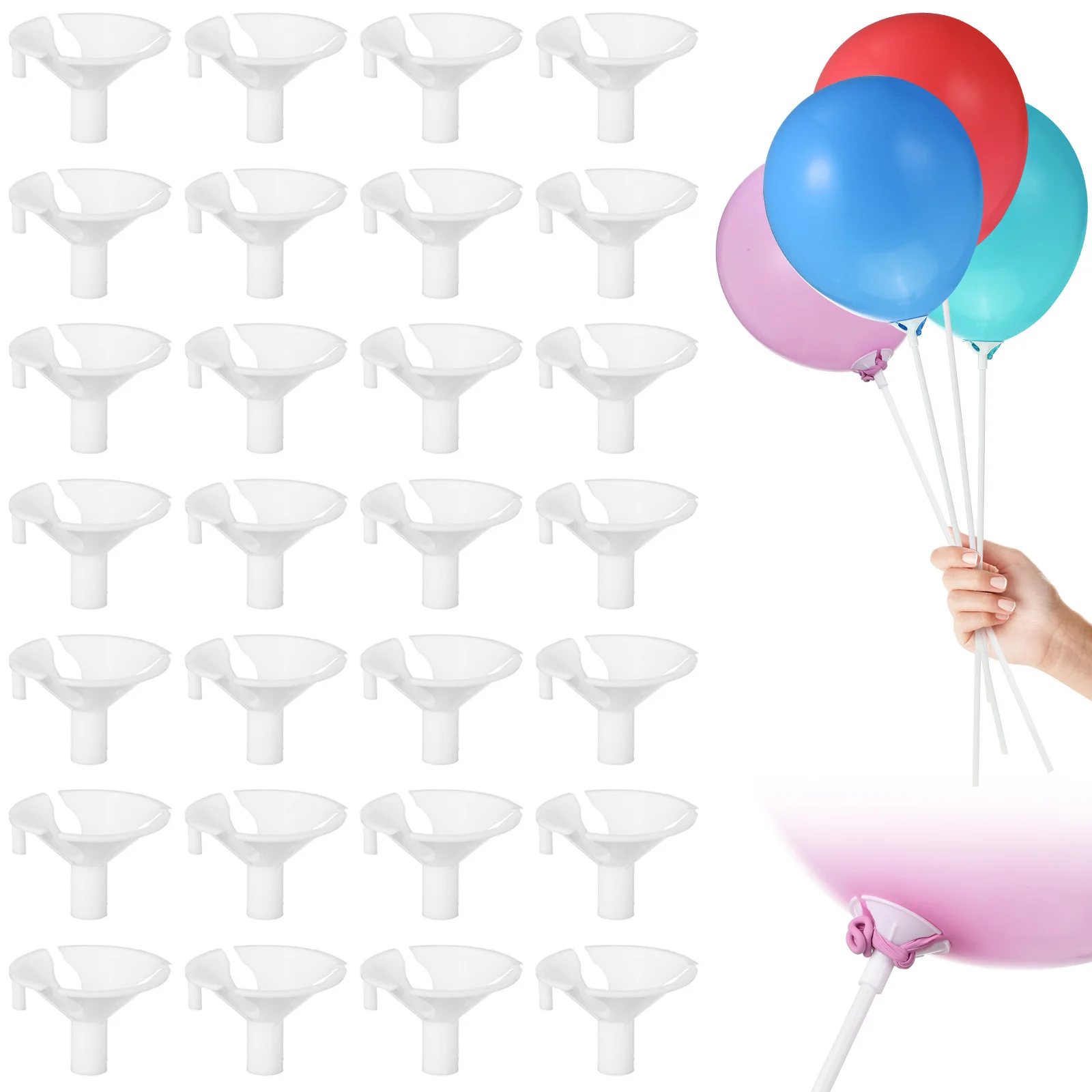 

50Pcs Plastic Balloon Cups Stick Holders Party Decorations Birthday Wedding Christmas Valentine's Day Balloon Holder